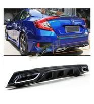 Honda Civic Difüzör  FC5 ( 2016-2022 )  Parlak  Siyah (Piano Black) Tampon Eki   Egzoz Uclu