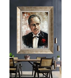 Tablore The Godfather Vito Corleone Yağlı Boya Görünümlü Çerçeveli Tablo Sinema Ve Film Duvar Dekoru