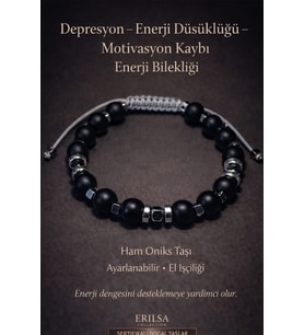 Sertifikalı Gri Depresyon Enerji Denge Bilekliği – Ham Oniks - Terahertz Taşı Ayarlamalı El İşçiliği (Çok Renkli)