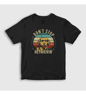 Presmono Unisex Çocuk Siyah Golden Retriever Hediye Köpek T-Shirt 508931tt