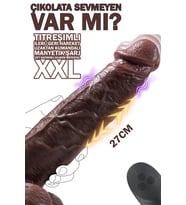 - Çikolata Vibratör Dildo Realistik Titreşimli ve Teleskopik Hareketli 27cm U. Kumandalı (STD)