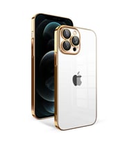 iPhone 12 Pro Max Kılıf Garaj Kenarları Renkli Kamera Korumalı (Gold)