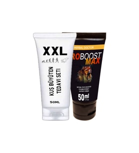 Kuş Büyüten XXL Krem 50 ml Penis Boyunu Uzatma Penisi Kalınlaştırma Kremi + Ero Boost Max Testo 50 ml Hızlı Penis Sertleştirici Krem