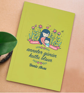 BK Gift Kişiye Özel isimli DTF Anneler Günü Tasarımlı Sarı Sert Kapaklı Defter-2, Anneye Hediye