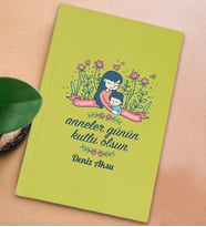 BK Gift Kişiye Özel isimli DTF Anneler Günü Tasarımlı Sarı Sert Kapaklı Defter-2, Anneye Hediye