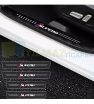 Skoda Superb Karbon Kapı Eşiği Koruma Araba Etiket Oto Sticker Yapıştırma 4 Parça
