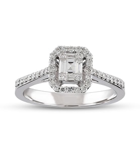 0.32 Ct Baget Pırlanta Yüzük B7 (Çok Renkli)