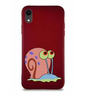 Apple iPhone XR Soft Premier Kapak Salyangoz Gary Tasarımlı Silikon Kılıf - Mürdüm (Şeffaf)