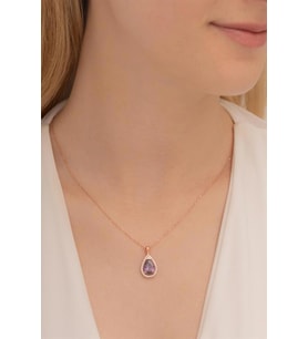 Damla Model Mistik Topaz Taşlı Kadın Gümüş Kolye GKLMSTKTPZ1-ROS
