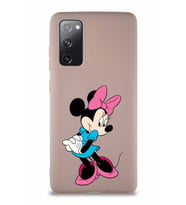 Samsung Galaxy S20 FE Soft Premier Kapak Minnie Mouse-F Tasarımlı Silikon Kılıf - Pudra (Şeffaf)