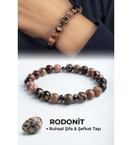 Rodonit Doğal Taş Küre Kesim Parlak Pembe Damarlı 8mm Bileklik