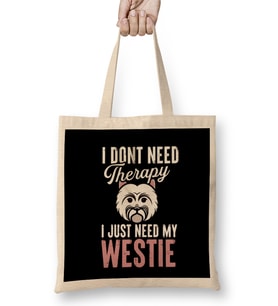 Westie Therapy West Highland White Terrier Owner Dog Fan Bez Çanta Uzun Saplı