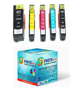 Photo Print®  Epson XP-600 26XL T2621-2631-2632-2633-2634 5 Renk Muadil Kartuş Seti (Çok Renkli)