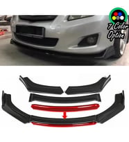 Toyota Corolla 2009-2014 Kırmızı Renkli Şeritli Dilli Ön Lip 4 Prç Parlak Siyah ABS