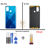Infinix Hot 9 Play Okyanus Uyumlu Arka Kapak + Yapıştırıcı ve Vida Seti Arka Cam Batarya Pil Kapağı