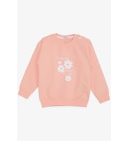 Breeze Kız Bebek Sweatshirt Simli Çiçek Baskılı 9 Ay-3 Yaş, Somon