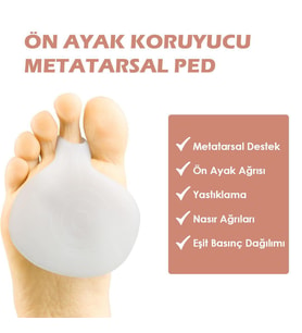 MG05 - Silikon Metatars Desteği  Yumuşak, Darbe Emici, Ayak Ön Bölgesi Için Koruyucu Ped (Beyaz - Buz)