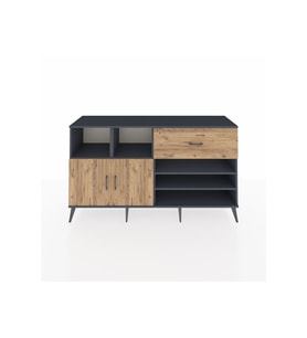 Kronos Konsol 6 Raflı Tek Çekmeceli 2 Kapaklı 176x59x99 Antrasit-Çam