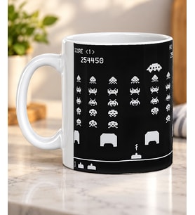 Space Invaders Kupa Bardak Retro Arcade Oyun Temalı Gamerlara Hediye 330 ml Porselen