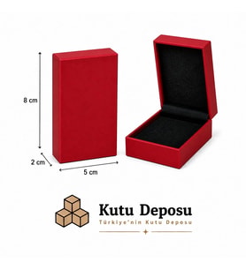 5x8x2 cm Tam Kapaklı Selefonlu ve Süngerli Takı Kutusu - Kırmızı (DEMONTE) (50 ADET)
