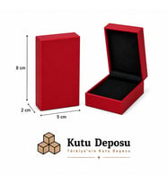 5x8x2 cm Tam Kapaklı Selefonlu ve Süngerli Takı Kutusu - Kırmızı (DEMONTE) (50 ADET)