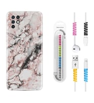 INFINIX Note 11 Pro Note 10 Hot 9 Play Kılıf Kablo Koruma Spiral Silikon Colorfull Marble 2 1389