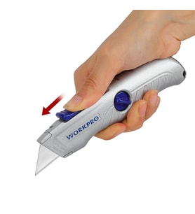 WORKPRO WP213007 Alüminyum Gövde Otomatik Geri Çekilebilir Rötuş Maket Bıçağı