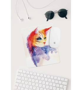 Kedi Çizimli Bilek Destekli Dikdörtgen Mouse Pad Mouse Altlığı.