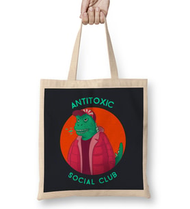 Kaijus Kaiju Anti Toxic Social Club Bez Çanta Uzun Saplı