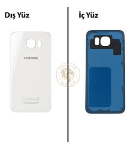 Samsung Galaxy S6 Beyaz Renk Arka Kapak Arka Cam Batarya Kapağı Pil Kapağı Lazer Kesim Back Cover Galaxy S6 Uyumlu