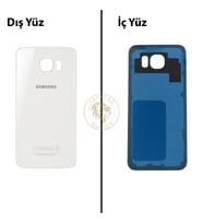 Samsung Galaxy S6 Beyaz Renk Arka Kapak Arka Cam Batarya Kapağı Pil Kapağı Lazer Kesim Back Cover Galaxy S6 Uyumlu