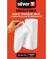 20'li Rulo Mikrofiber Temizlik Bezi 25x30 cm Çok Amaçlı Lazer Kesim Süper Emici Kopart Kullan Beyaz
