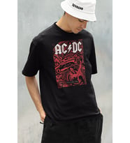 AC DC Rock And Roll Baskılı Unisex Oversize Müzik Grubu Tişört