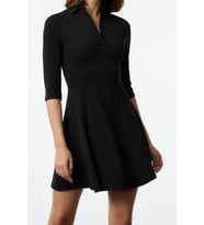 Moda Stil Slim Polo Yaka Mini Boy Skater Belden Açılan Örme Elbise