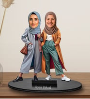 Kişiye Özel Tesettürlü Kadın Arkadaş Tasarımlı Karikatür Biblo  260