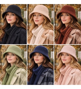 Kadın Premium Cloche Şapka Kışlık Boho Bucket Hat - Yeşil