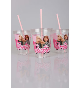 LİSANSLI BARBIE KRISTAL PİPETLİ BARDAK
