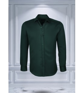 Todth Kolay Ütülenebilen Dört Mevsim Modern Fit Yumuşak Dokulu Koyu Yeşil Düz Erkek Gömlek