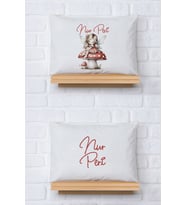 Pia Baby Premium %100 Pamuk İkili İsim Yazılı Kız Bebek Yastık Kılıfı – 35x45 cm Organik Baskı 5093-13 (Ekru)