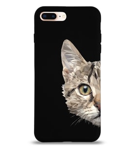 Apple iPhone 7 Plus Uyumlu Lansman Kılıf Catface Tasarımlı Altı Kapalı İçi Kadife Kaplı  Kapak (Şeffaf)