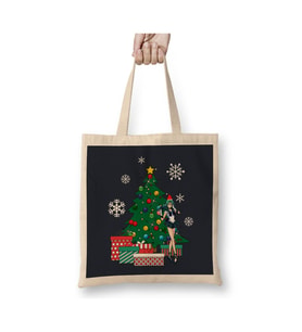 Neptune Around The Christmas Tree Sailor Moon Yılbaşı Beyaz Bez Çanta Uzun Saplı Alışveriş Çantası