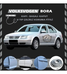 Volksvogen Bora Oto Araç Kapı Koruma Fitili 5metre Parlak Gri Renk