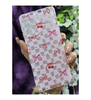 Samsung Galaxy A73 Uyumlu Kurdele ve Kiraz Desenli Şeffaf Telefon Kılıfı