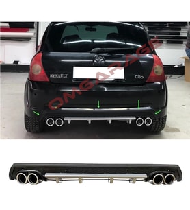 Renault Clio Mk2 HB Gri Difüzör Çiftli Yuvarlak Egzoz Görünümlü D Tip Difizör 1998-2005