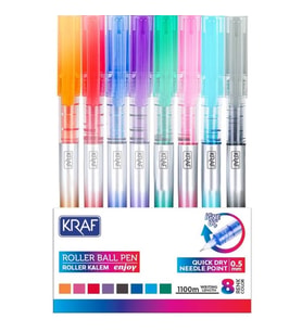 KRAF 299 ROLLER KALEM ENJOY İĞNE UÇ 0.5  8 RENK 1 SET