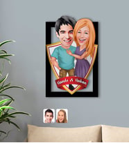 BK Gift Kişiye Özel İsimli Sevgililer Karikatürlü 3D Ahşap Tablo-80