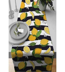 Sarı Limon Desenli Premium Masa Örtüsü Runner RNR124