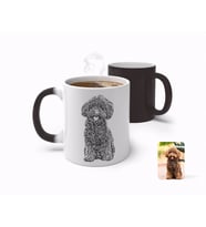 BK Gift Kişiye Özel Tam Boy Karakalem Köpek Karikatürlü Sihirli Kupa Bardak-1 (Beyaz)