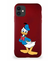 Apple iPhone 11 Soft Premier Kapak Donald Duck-D Tasarımlı Silikon Kılıf - Mürdüm (Şeffaf)