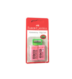 Faber Castell Renkli Silgi 2 Adet + Plastik Kalemtraş